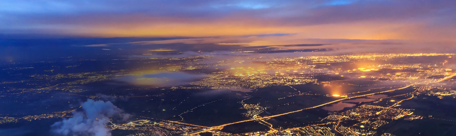 Networking Technology Trends - Aerial view of a city at night
