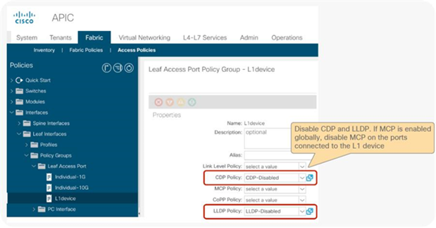 CDP/LLDP configuration (Interface policy group)