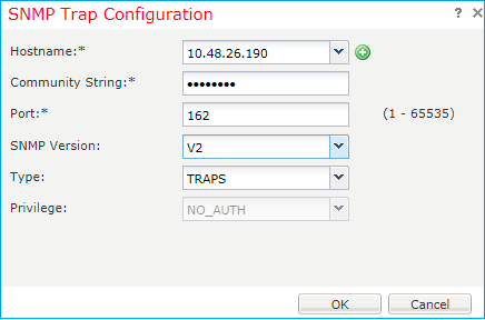 FTD SNMP - SNMP Trap Configuration dialog box