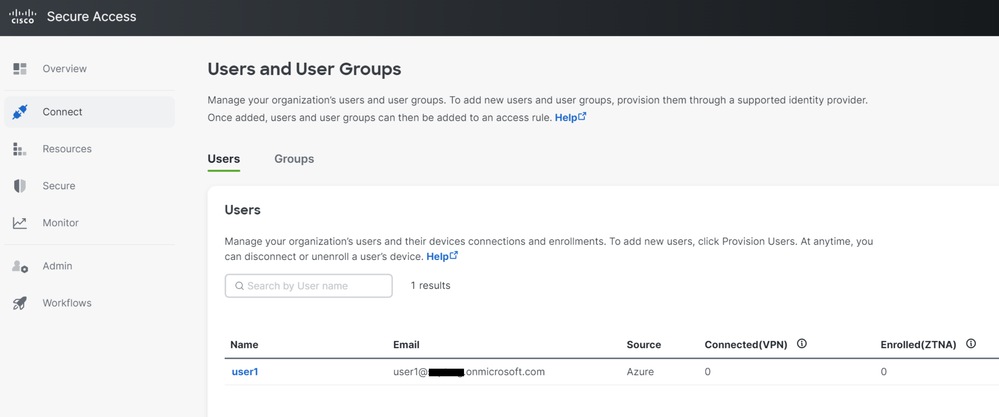 Secure Access - Users and Groups (User Removed)
