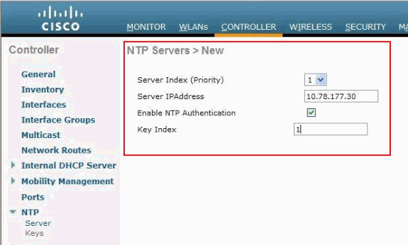 Ntp On Wireless Lan Controllers Configuration Example Cisco