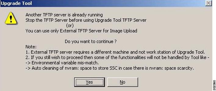 Figure 5 Upgrade Tool Window—TFTP Server Running on Same Workstation as Upgrade Tool