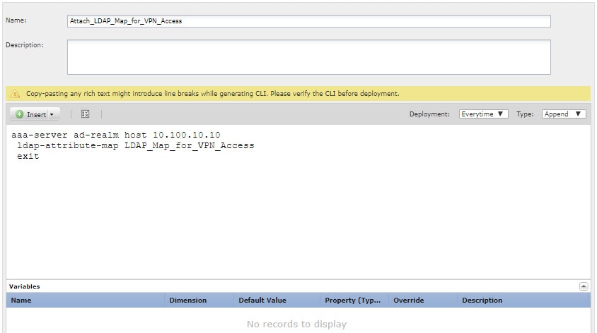 FlexConfig object to assign the LDAP attribute map to the AD/LDAP server.