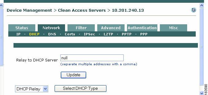 Selecting DHCP Relay mode