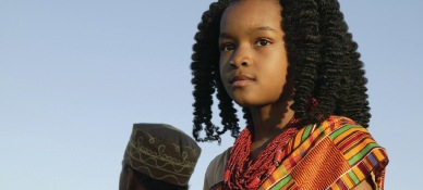 Young African girl and boy in traditional dress