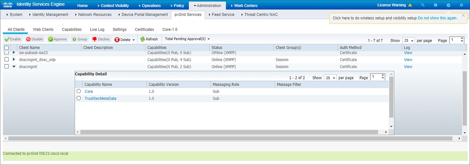 PxGrid client capabilities