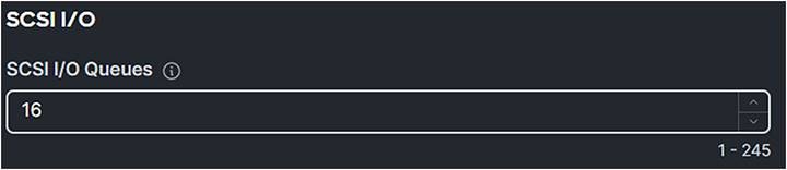 Fibre Channel adapter policy with SCSI I/O value of 16.