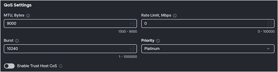 Ethernet QoS policy.