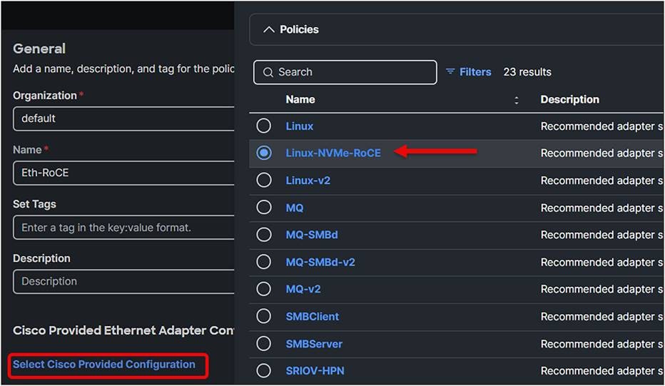 Ethernet adapter policy.