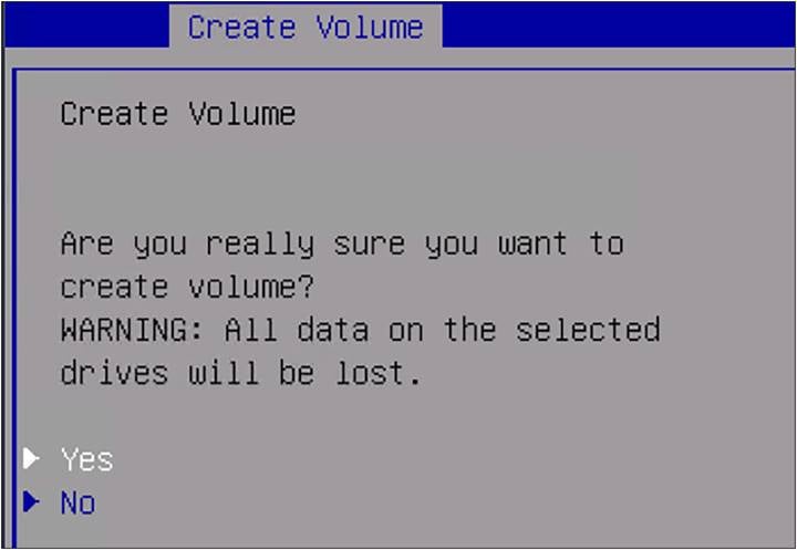 BIOS create volume.