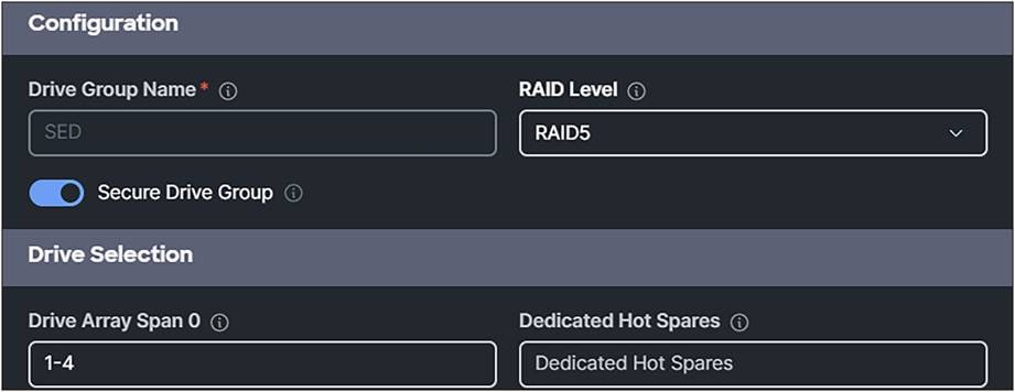 Storage profile with secure drive group enabled.