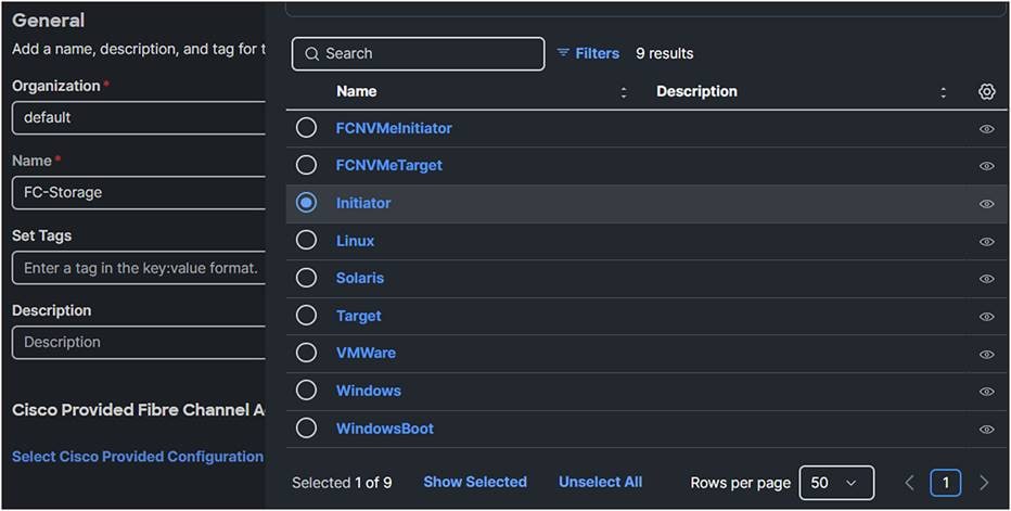 Fibre Channel adapter policy.