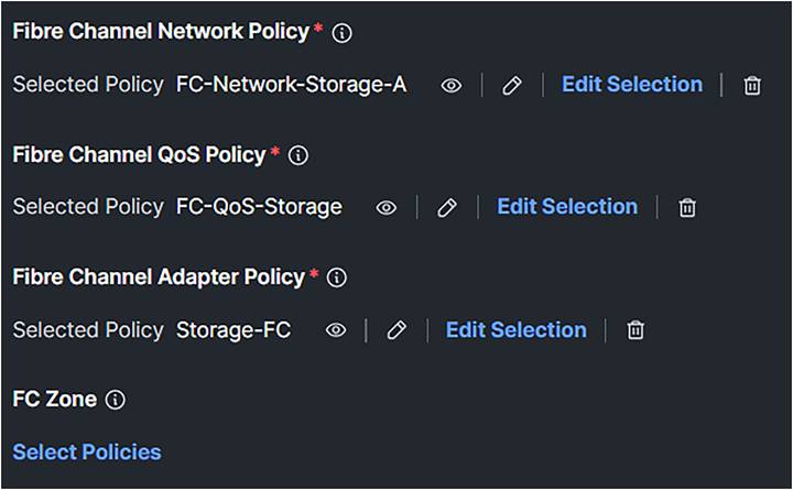 SAN connectivity policy after selecting the required policies.