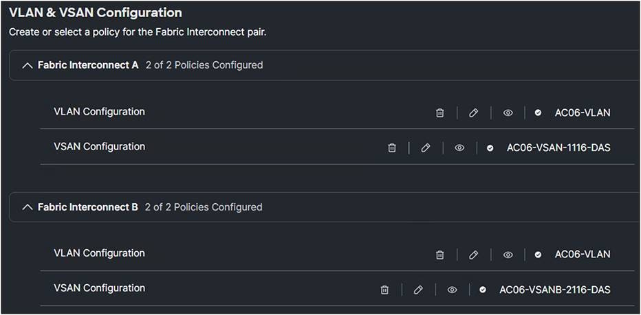 Domain policy VLAN & VSAN configuration.