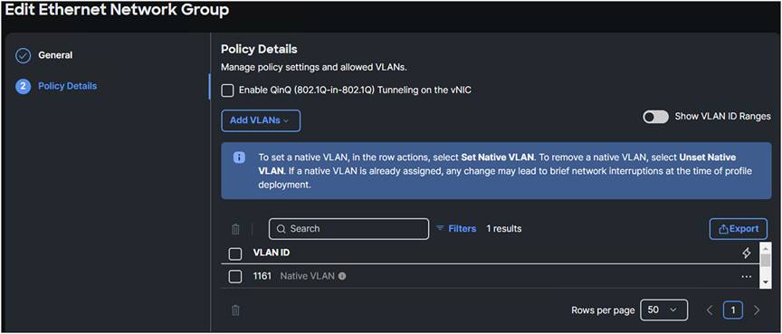 Ethernet network group policy.