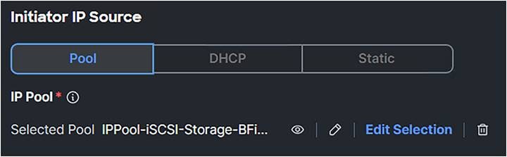iSCSI boot policy ip pool selection.