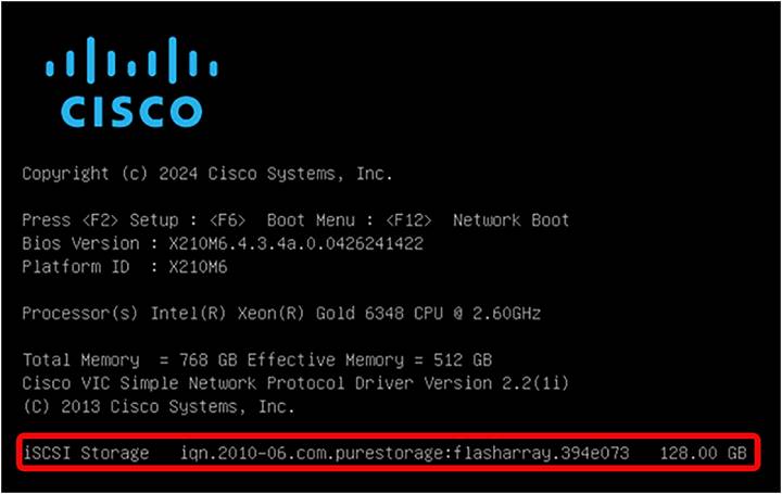 UEFI boot mode iSCSI verification.