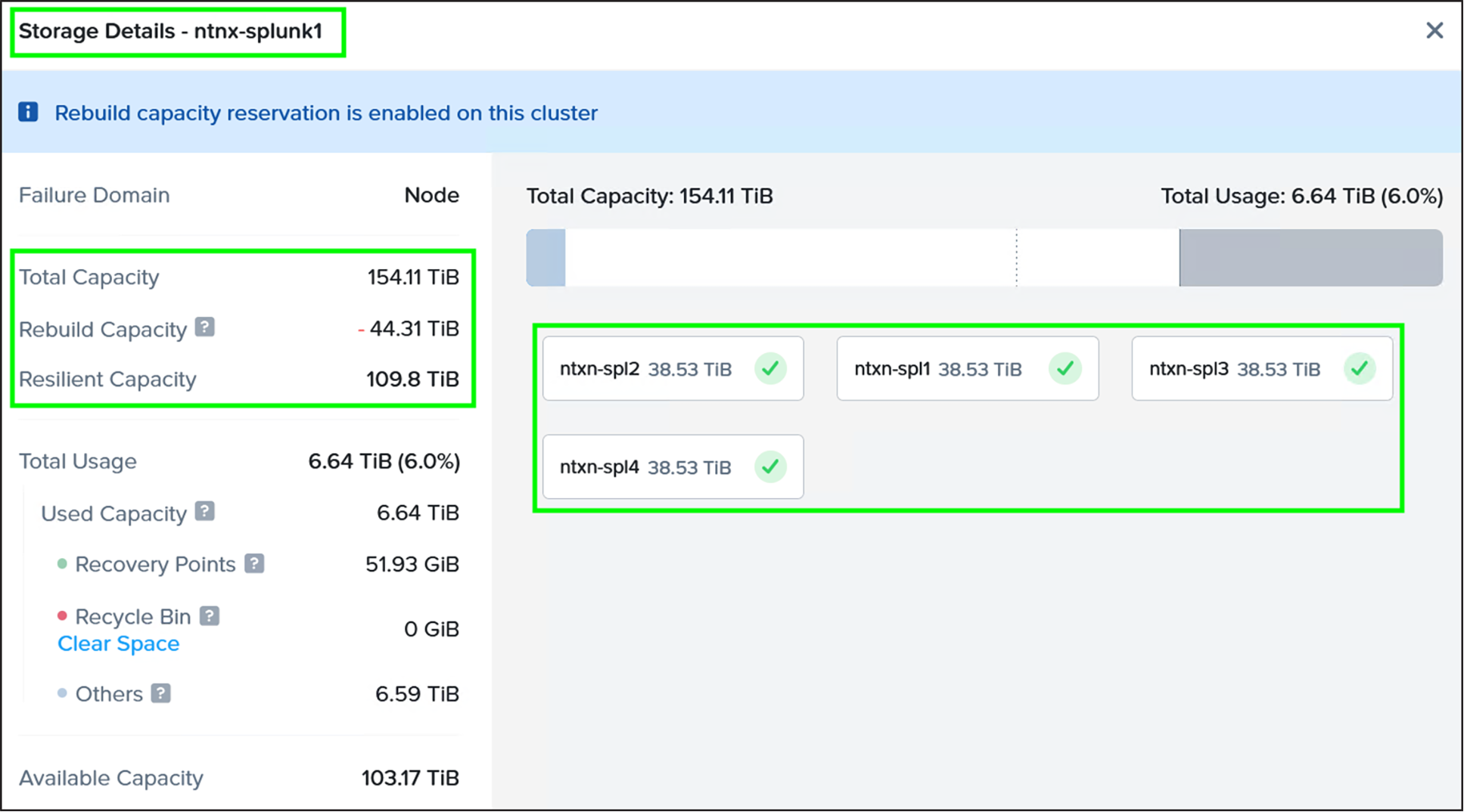 Nutanix storage cluster details