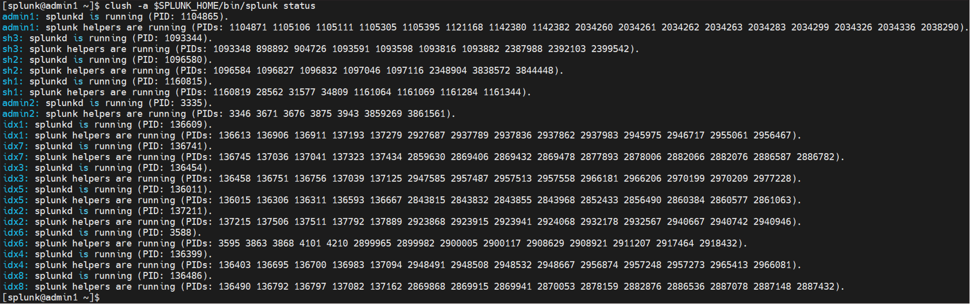 Splunk status summary