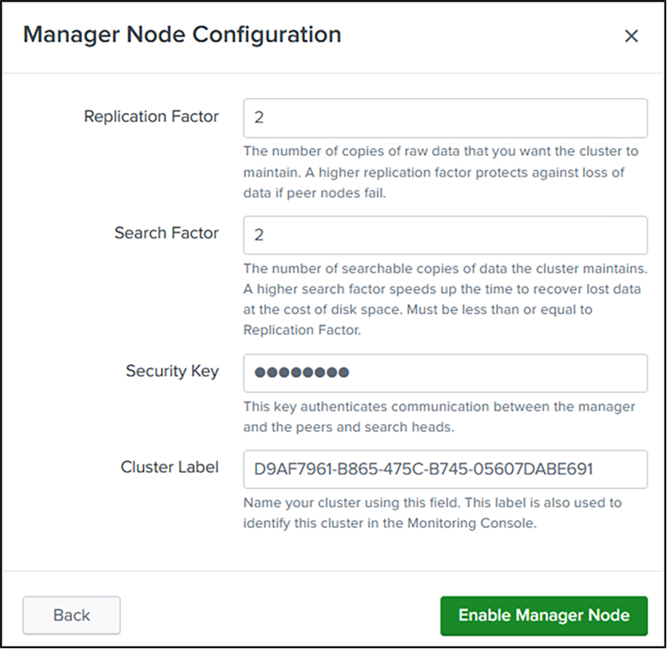 Replication factor configuration for Splunk cluster