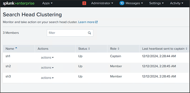 Splunk search head clustering