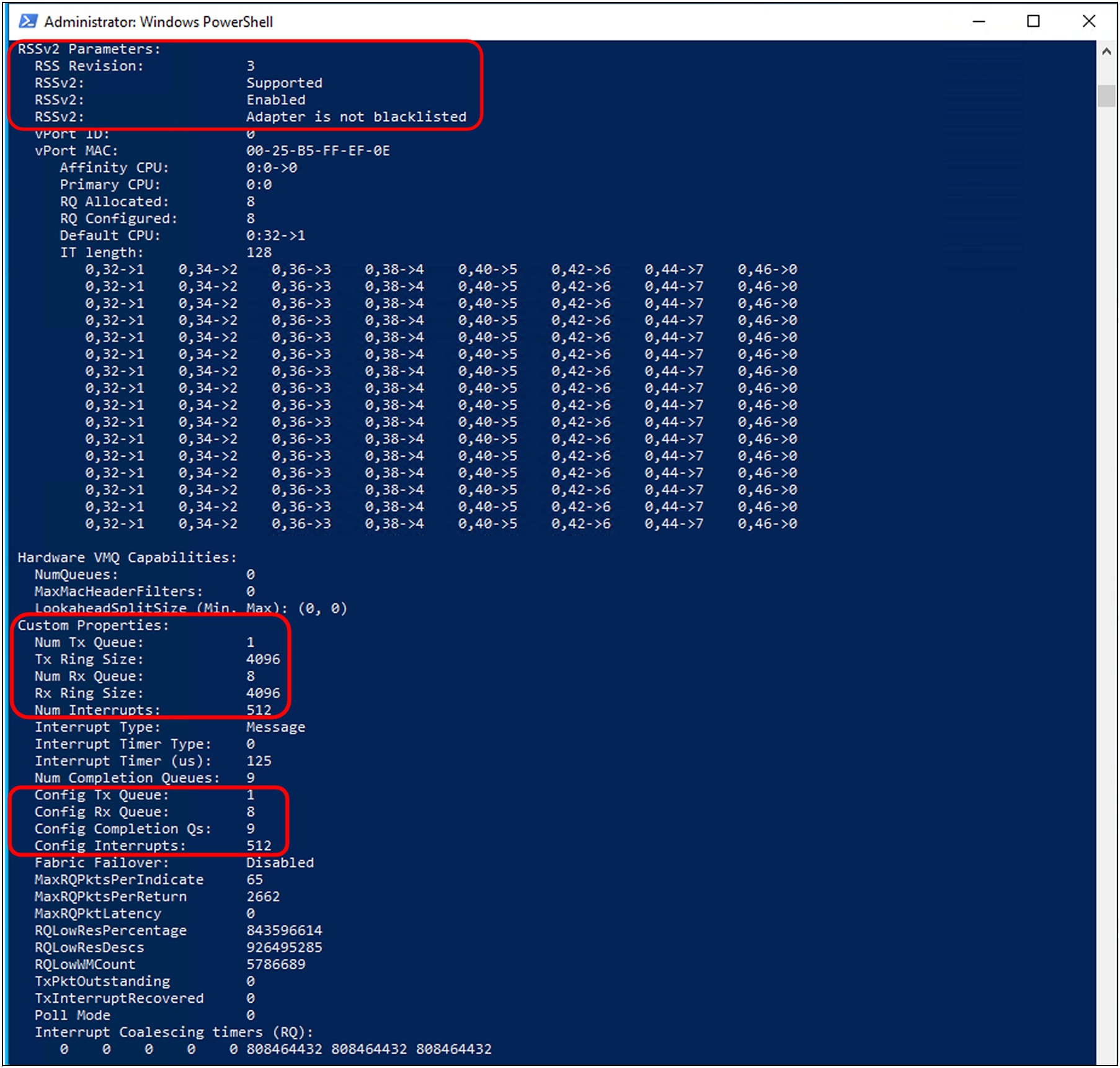 RSSv2 feature enablement as shown in the Windows host OS