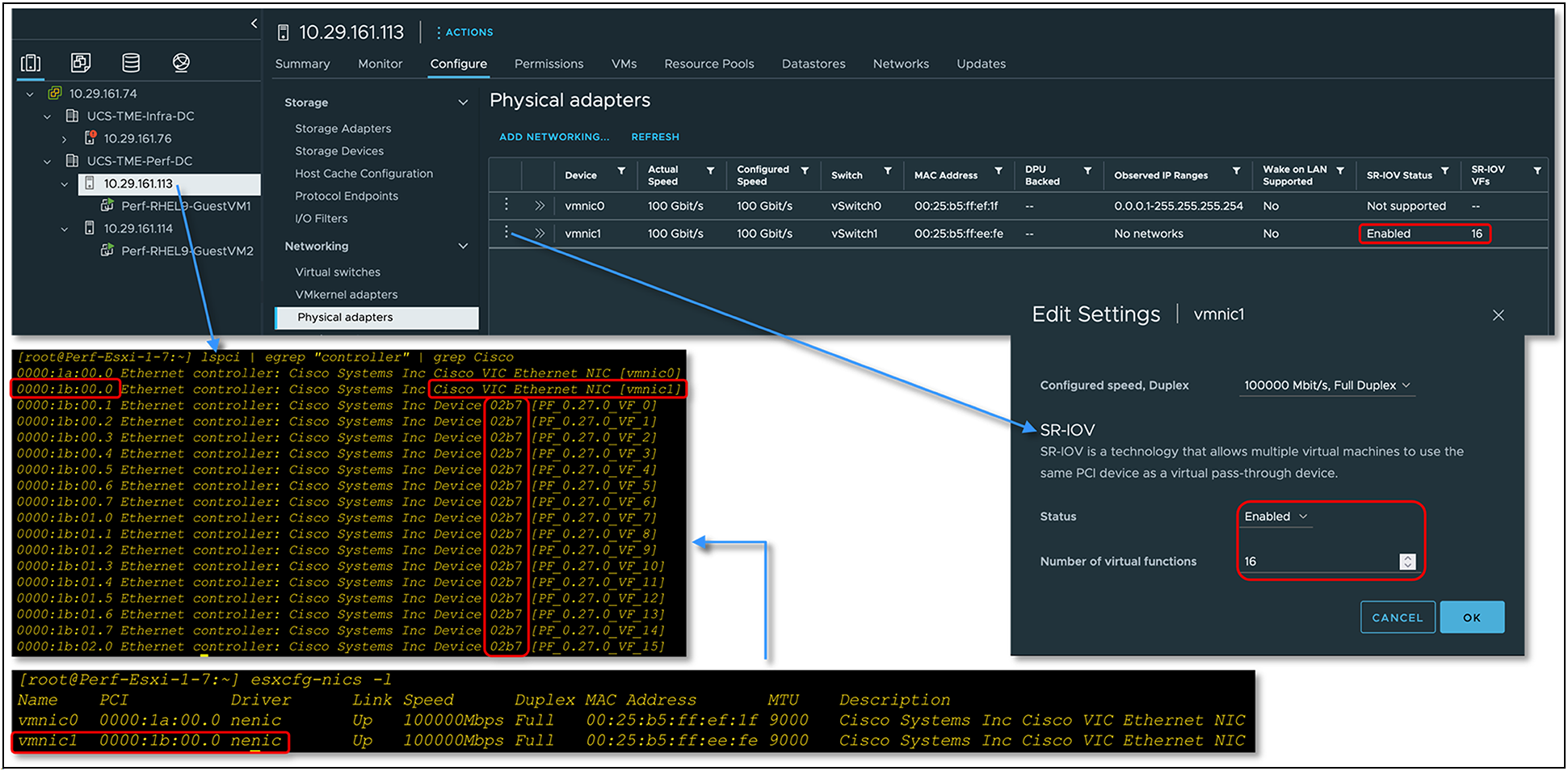 Enabling SR-IOV functionality on ESXi hypervisor with Cisco VIC