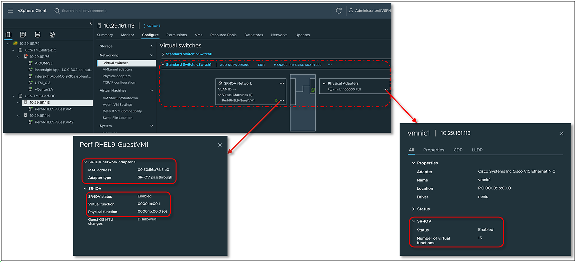 SR-IOV configuration status on ESXi vSwitch