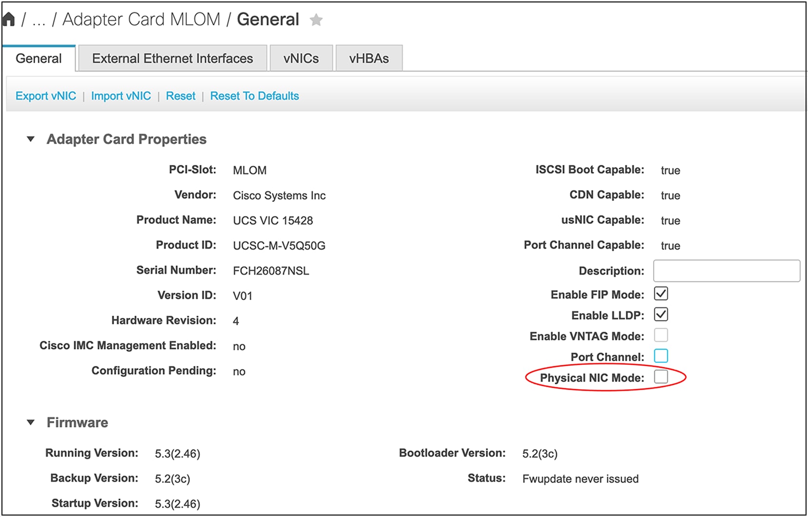 Disabling default port-channeling from Cisco IMC