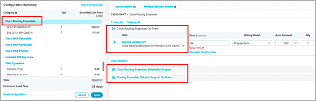 Catalyst Routing Essentials SKUs