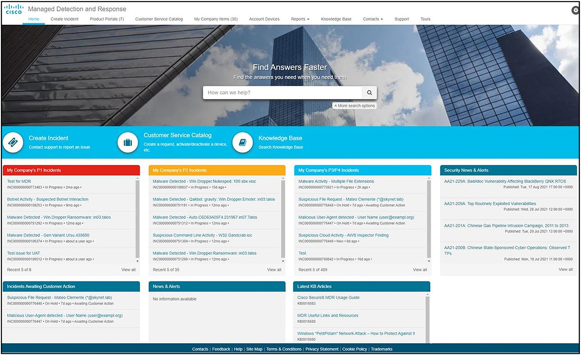 Secure MDR for Endpoint portal