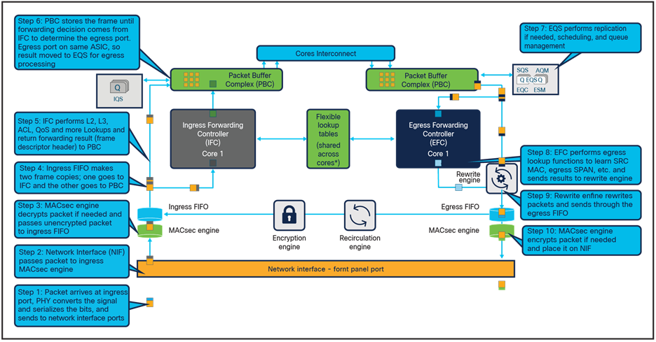 Unicast packet walk within single ASIC Core