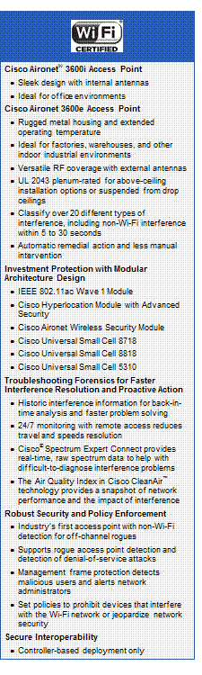 Cisco Aironet 3600 Series Access Point Data Sheet Cisco