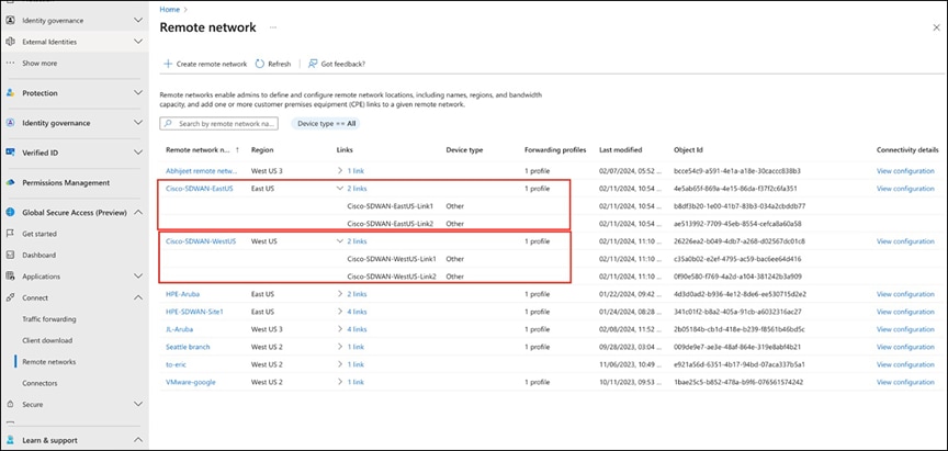 Creating another remote network in the west region