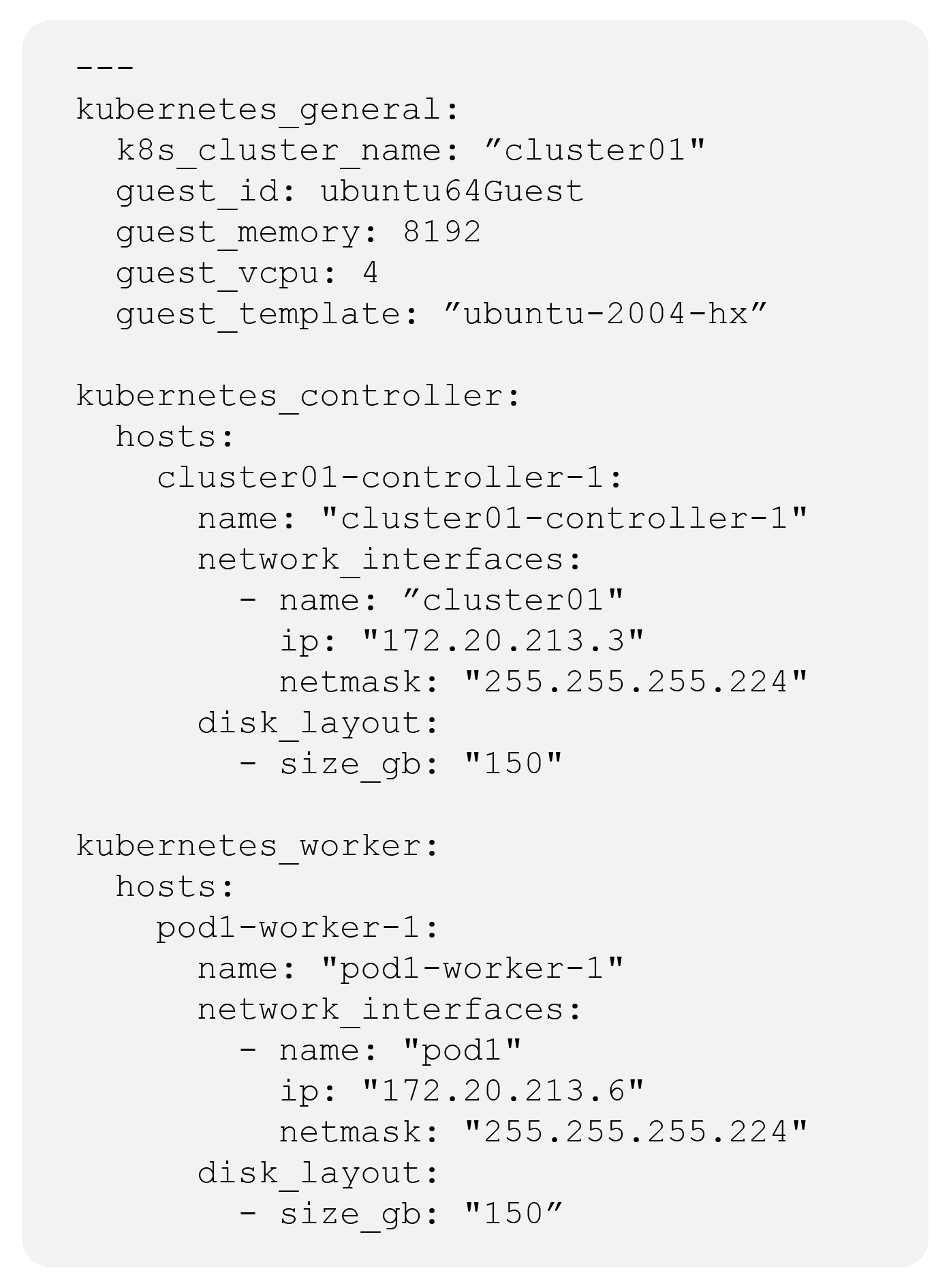 Sample YAML code for IaC