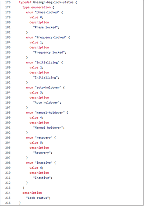 YANG Definition of GNSS Lock Status