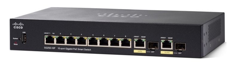 Cisco Sg250 10p 10 ポート ギガビット Poe スマート スイッチ Cisco