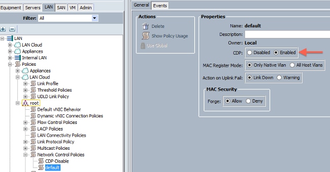 VMM domain integration with ACI and UCS B Series - Enable Cisco Discovery Protocol (CDP) on the UCS vNIC