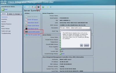 بدء تشغيل وحدة تحكم لوحة المفاتيح والفيديو والماوس من واجهة المستخدم الرسومية (GUI) لوحدة التحكم CIMC