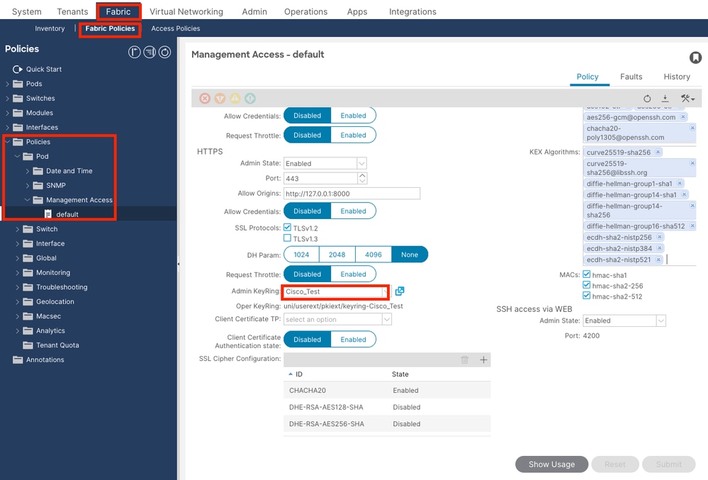 Configure ACI APIC GUI HTTPS Certificate - Cisco