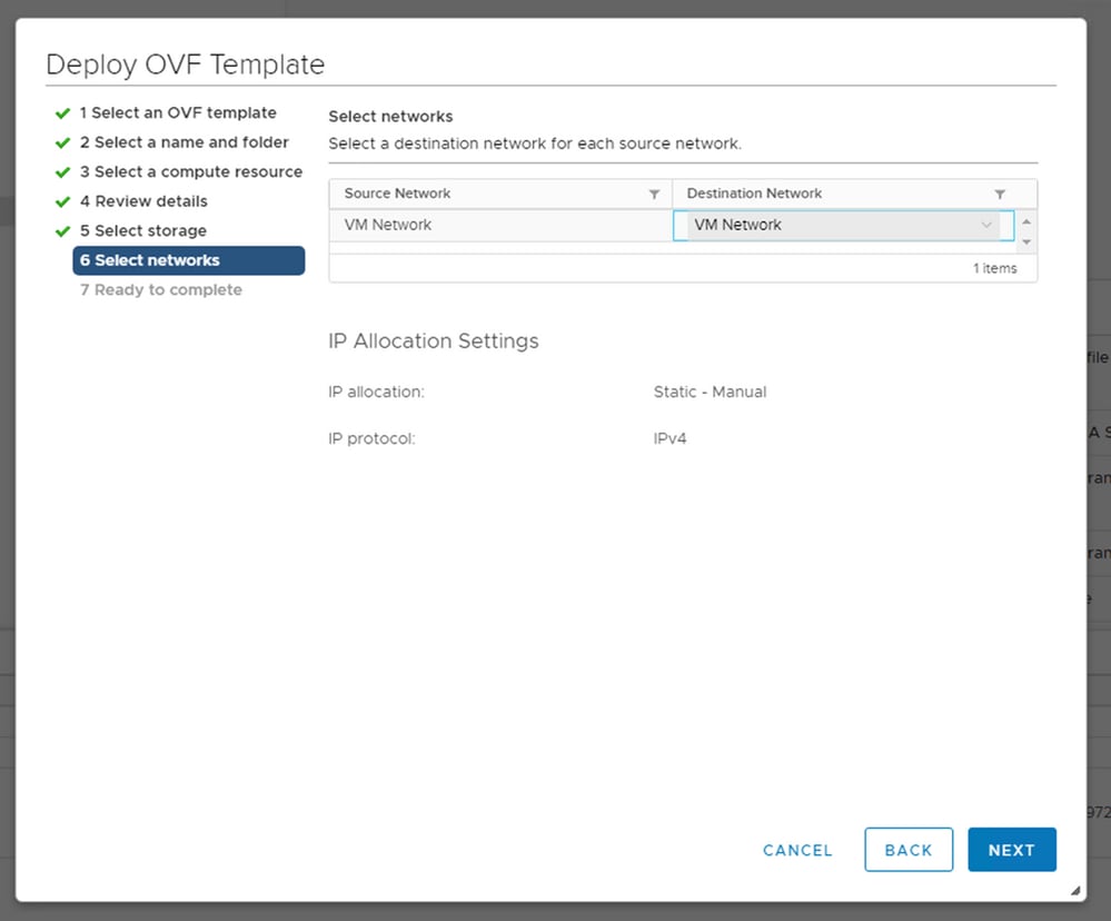 Selecione Network vCenter