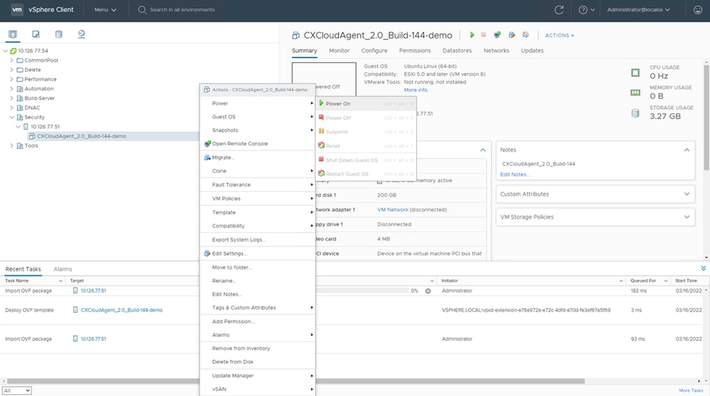 Open Console vCenter