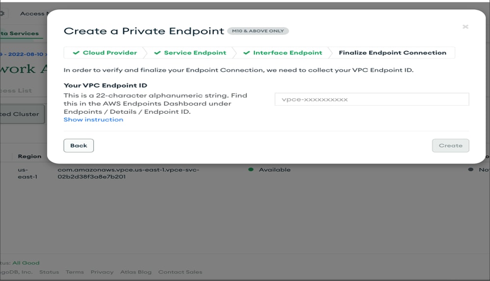 paste the VPC endpoint ID