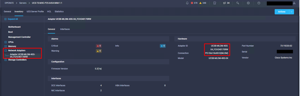 Servers Tab - Network Adapters