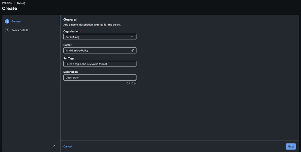 Configure Organization and Name