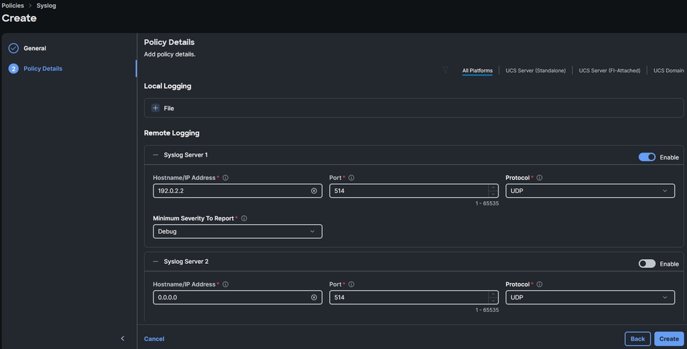 Configure Remote Logging Parameters