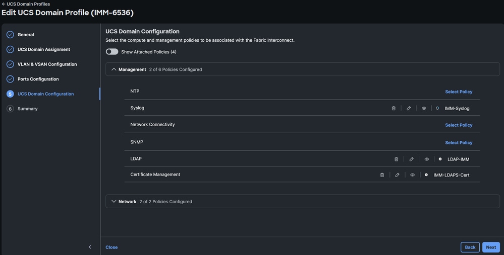 Choose the syslog Policy on a Fabric Interconnect Domain Profile