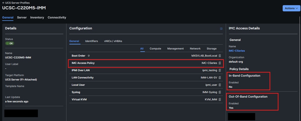 Verify the Configuration on the IMC Access Policy