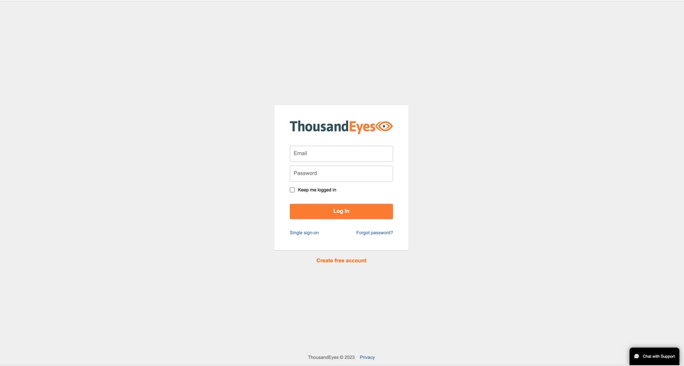 ThousandEyes Log In page