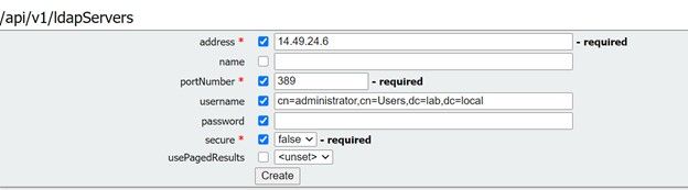 Integrazione LDAP CMS - Pagina Crea nuovo server LDAP con dati